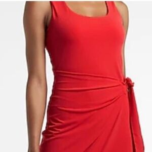 NWT Express Red Wrap Front Tie Waist Midi Dress New Size XL